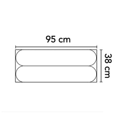 Diagrama técnico de moldura decorativa rectangular, medidas 95 cm x 38 cm.