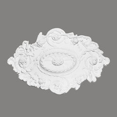 Rosetón decorativo de techo blanco con relieve floral y estilo clásico para interiores elegantes