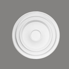 Rosetón de techo decorativo blanco, diseño clásico en relieve para interiores elegantes.