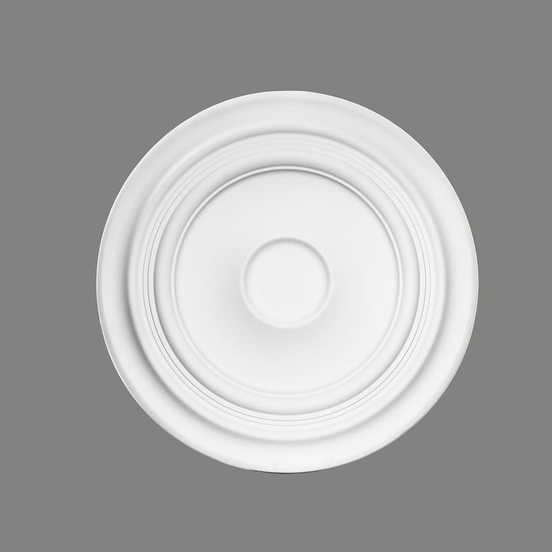 Rosetón de techo decorativo blanco, diseño clásico en relieve para interiores elegantes.