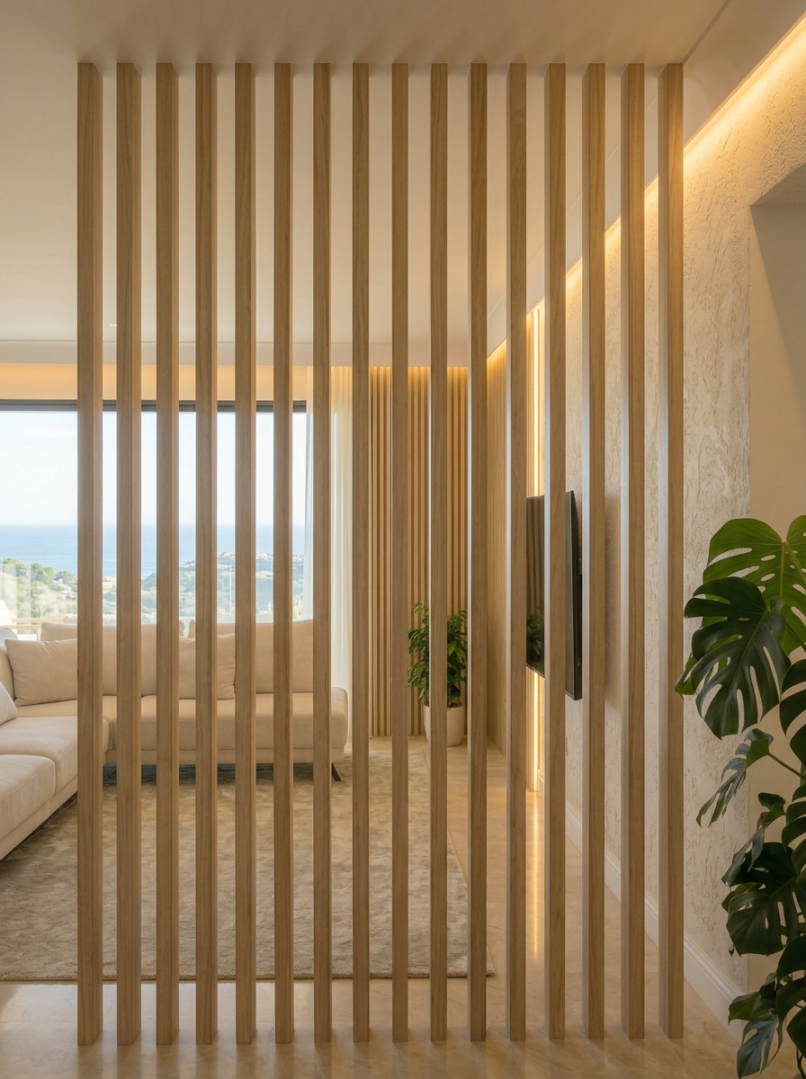 Separador de ambientes color roble claro Divisorio SP01M1-2