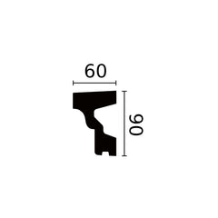 Perfil de moldura decorativa para ventana, medidas 60x90 mm, diseño ornamental
