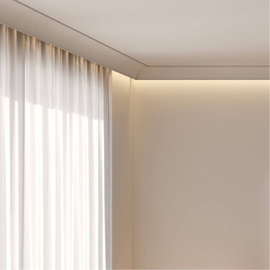 Moldura Luz Indirecta KD18 forma curva media caña