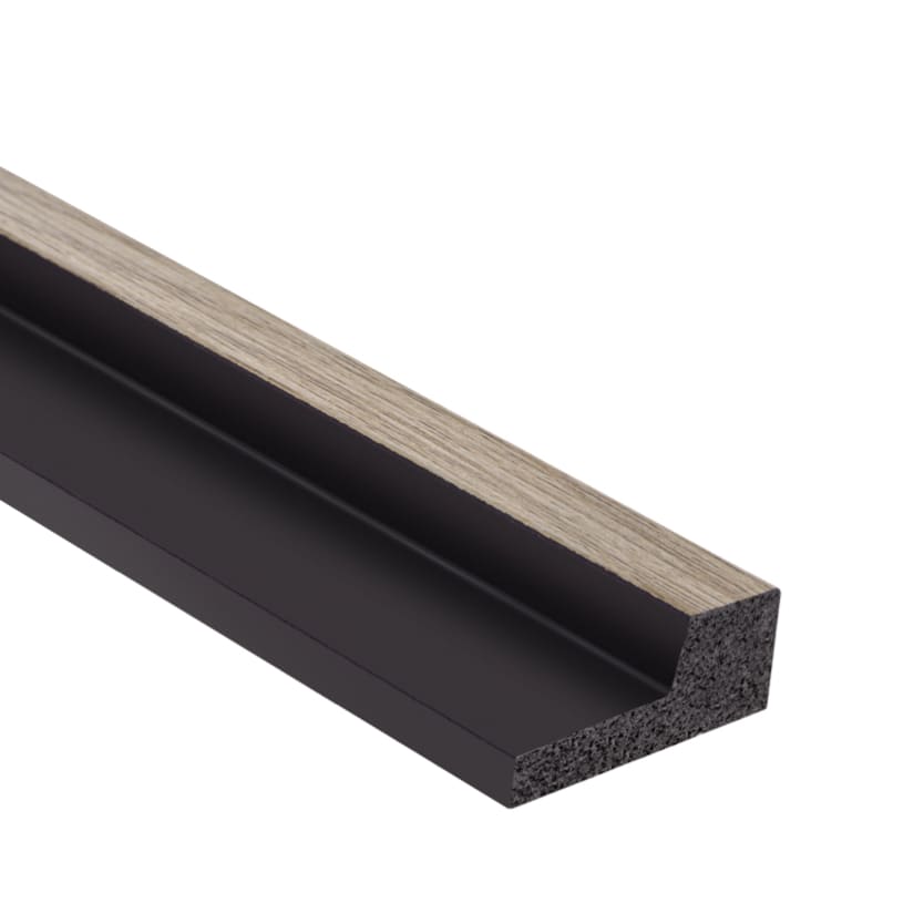 Moldura decorativa de poliuretano color negro y madera para pared o suelo