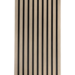 Panel decorativo de listones de madera clara con fondo negro para pared o suelo