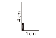 Perfil de rodapié decorativo blanco de 4 cm de alto por 1 cm de ancho para pared y suelo