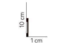 Perfil de rodapié decorativo blanco de 10 cm de alto por 1 cm de grosor, fondo blanco