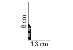 Perfil de rodapié decorativo negro, medidas 8 cm x 1,3 cm para pared y suelo