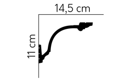 Perfil de soporte decorativo negro para moldura, medidas 14,5 cm x 11 cm
