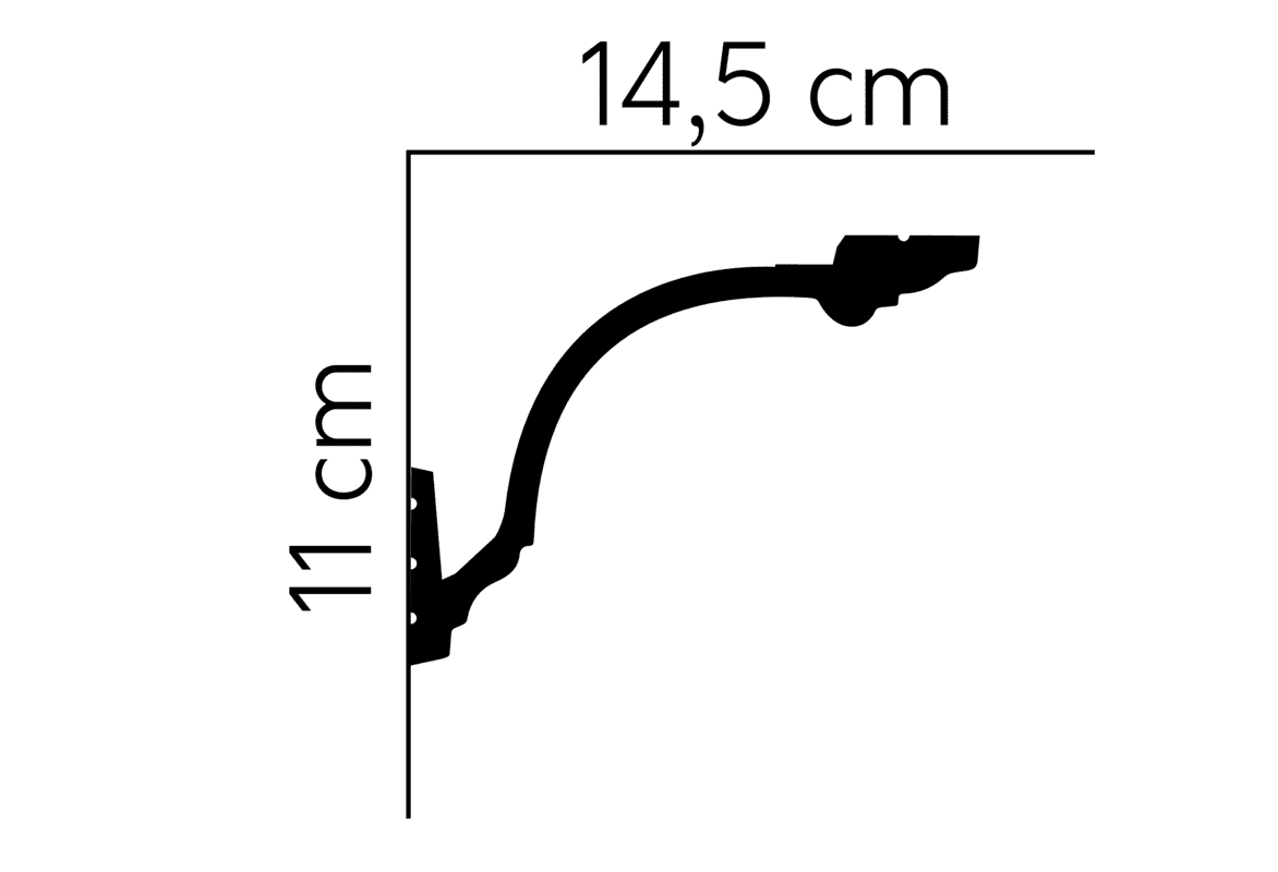 Perfil de soporte decorativo negro para moldura, medidas 14,5 cm x 11 cm