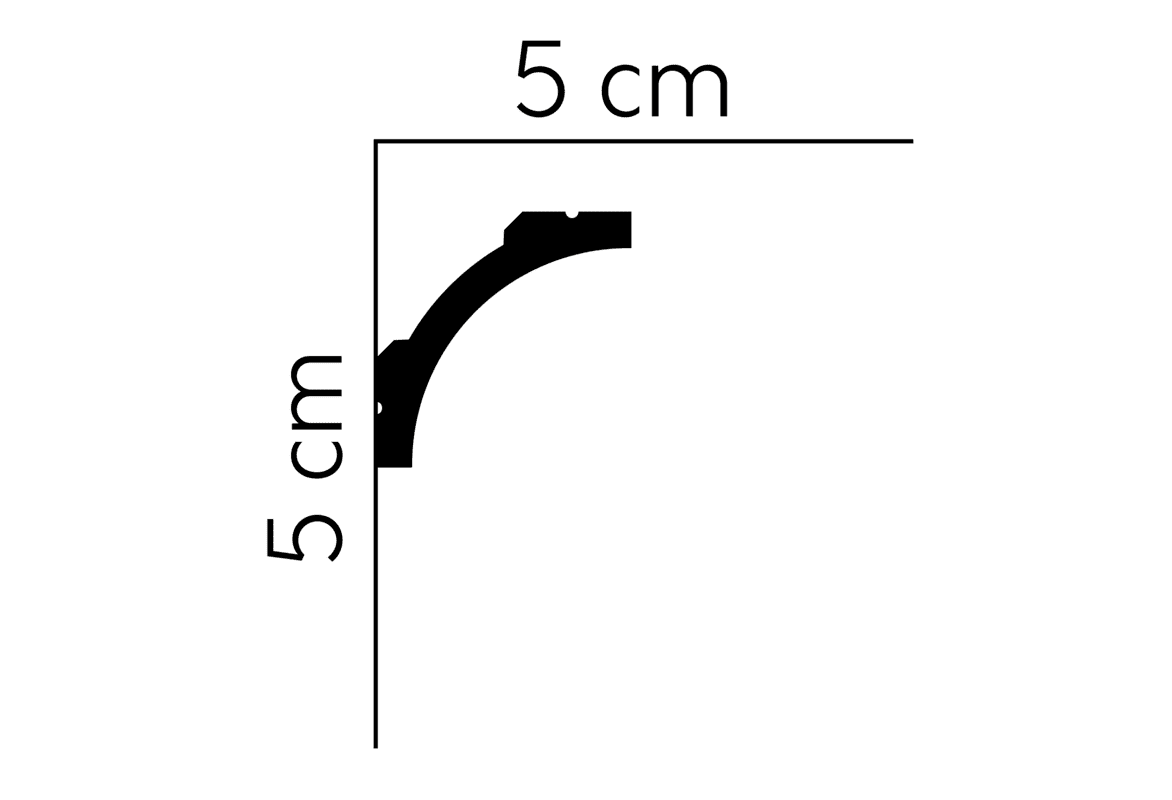 Perfil negro de moldura decorativa para iluminación, medidas 5x5 cm, vistas en esquina.