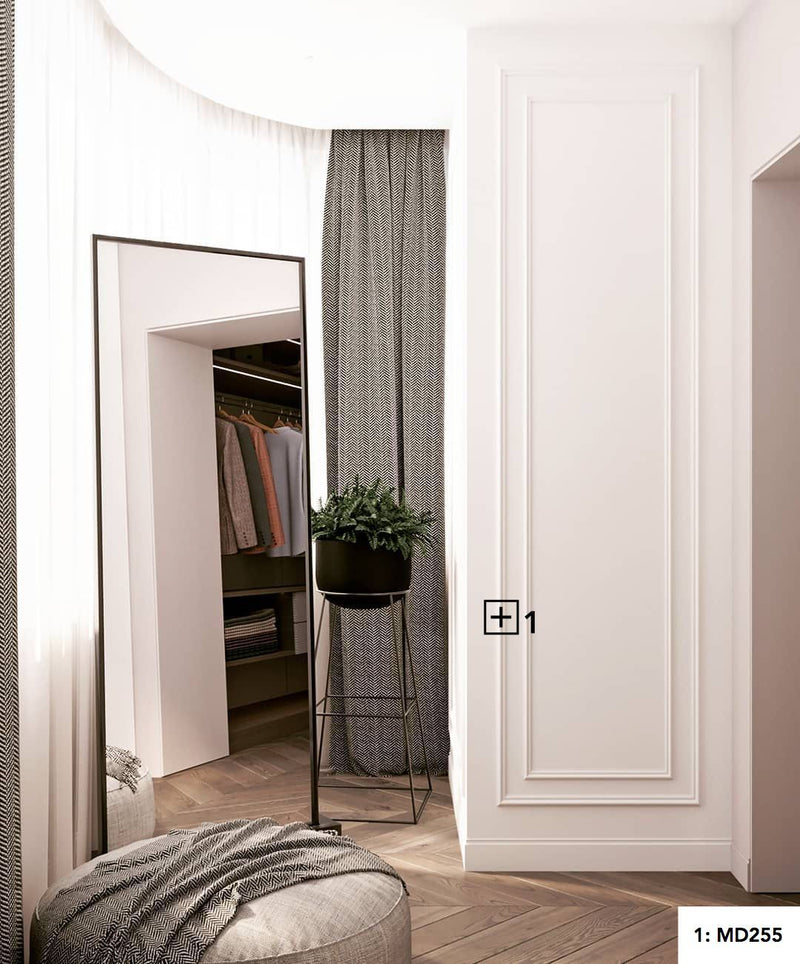 Moldura PVC decorativa de pared para cuarterones 200 x 3,9 x 2 cm para decoración de interiores estilo clásico-zoom-