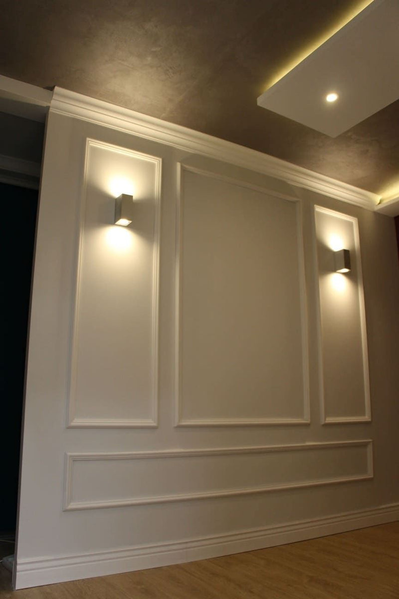 Moldura PVC decorativa de pared para cuarterones 200 x 3,9 x 2 cm para decoración de interiores estilo clásico-zoom-