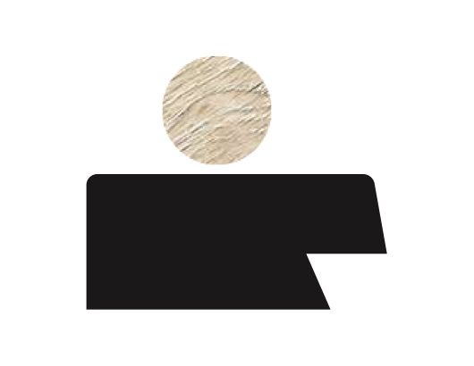 Perfil de rodapié decorativo con acabado madera beige y diseño moderno.