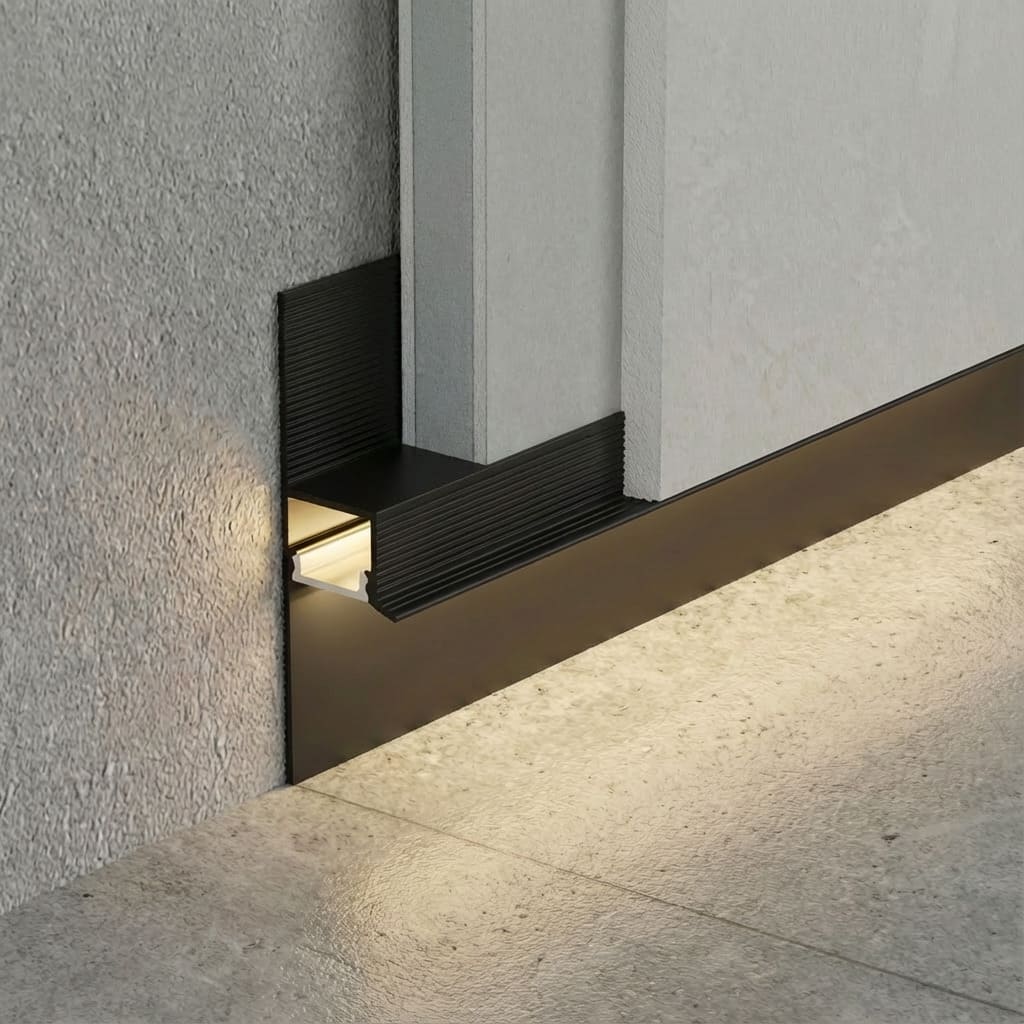 Perfil Shadow de aluminio negro para suelo LED PROF-S1