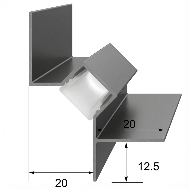 Perfil Shadow de aluminio negro para techo LED PROF-T2-zoom-