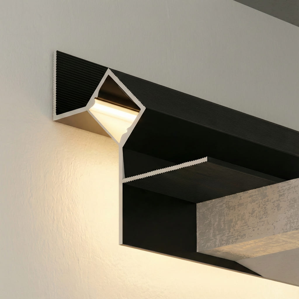 Perfil Shadow de aluminio negro para techo LED PROF-T2-zoom-1