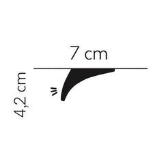 Perfil de moldura decorativa negra, medidas 7 cm de ancho y 4,2 cm de alto.