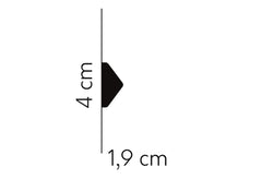 Perfil de moldura decorativa negra con medidas 4 cm de alto y 1,9 cm de ancho