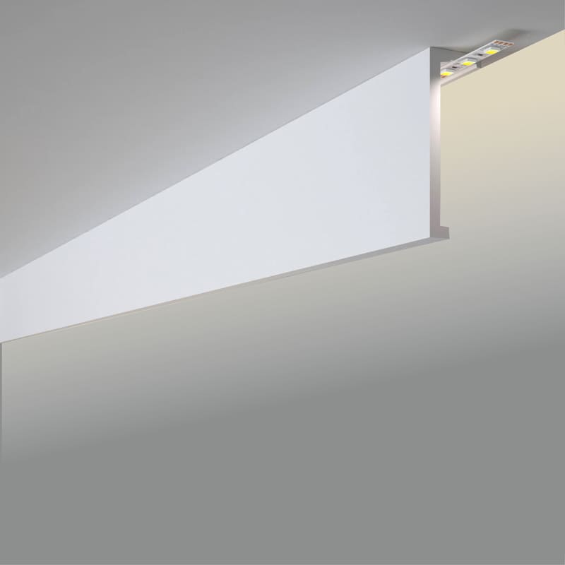 Moldura decorativa de techo blanca con luz LED indirecta para interior moderno
