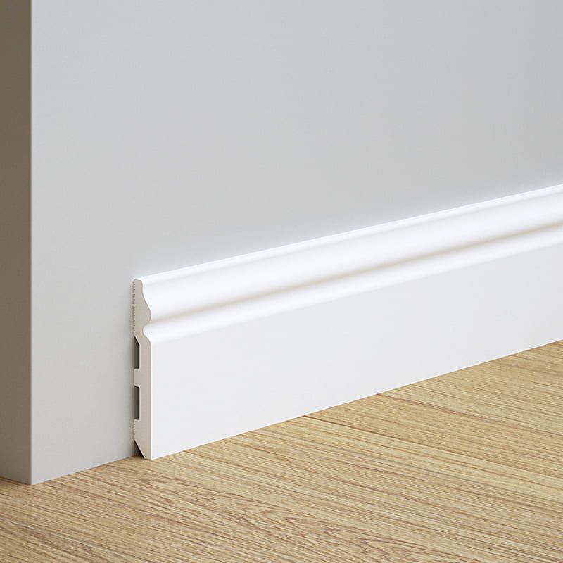 Rodapié 10 cm PVC Blanco RM10013 Antihumedad con moldura clásico-zoom-1