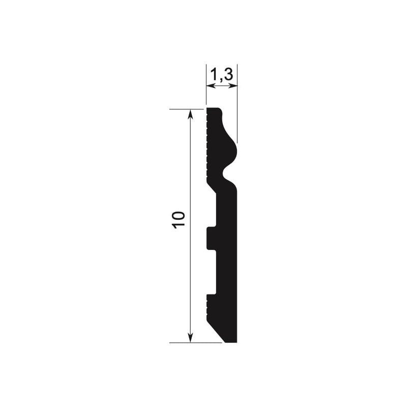 Rodapié 10 cm PVC Blanco RM10013 Antihumedad con moldura clásico-zoom-