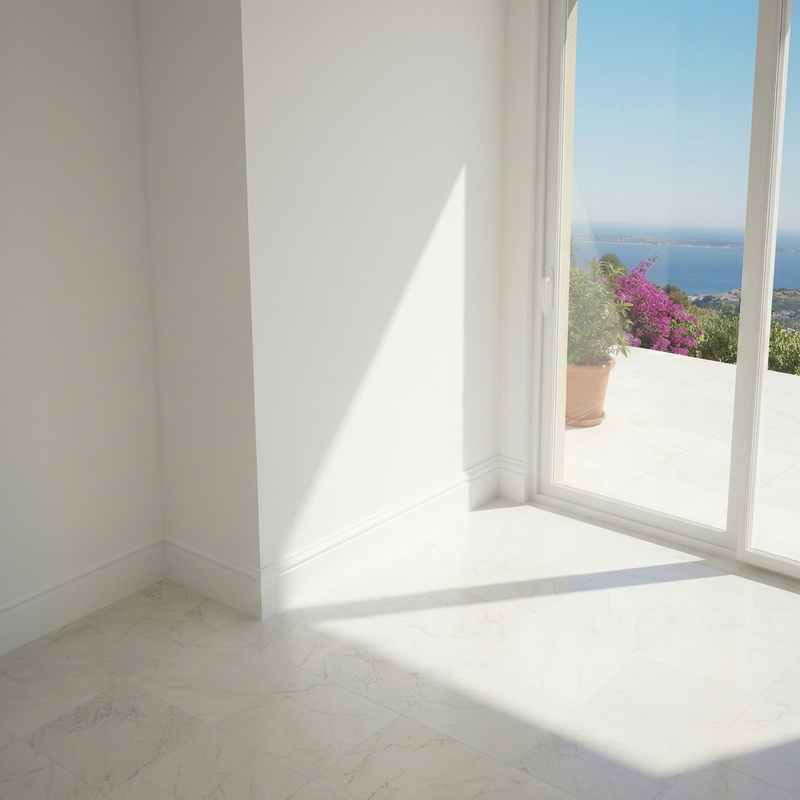 Rodapié 12 cm PVC Blanco RM12013 Antihumedad con moldura clásico-zoom-