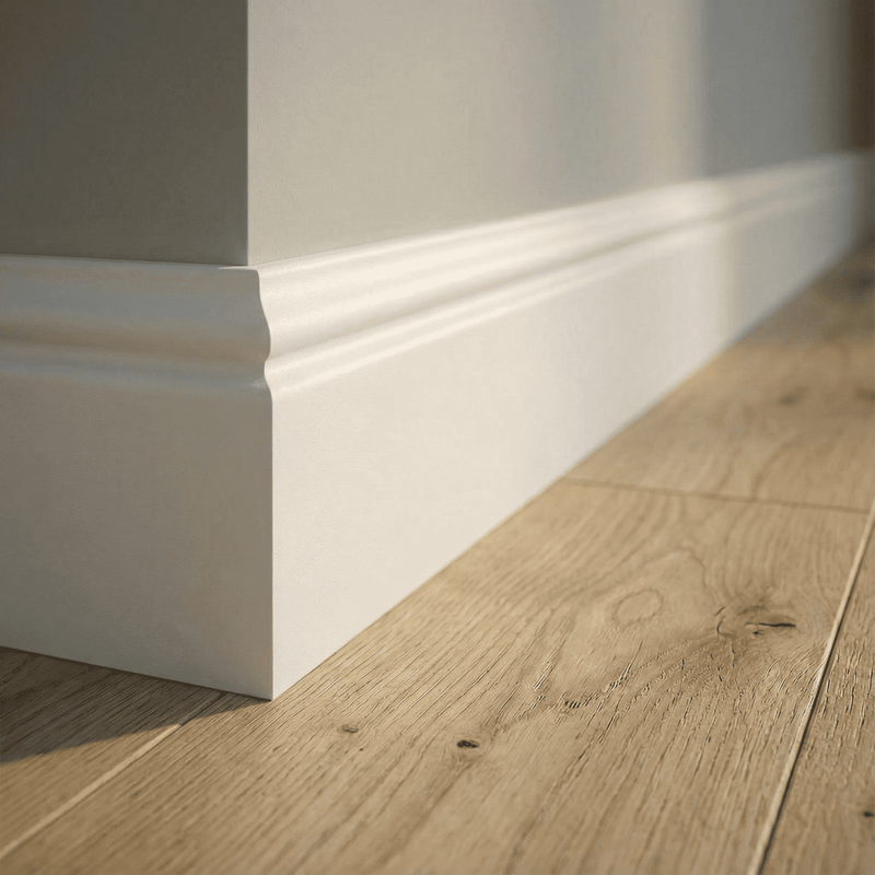 Rodapié 12 cm PVC Blanco RM12013 Antihumedad con moldura clásico-zoom-