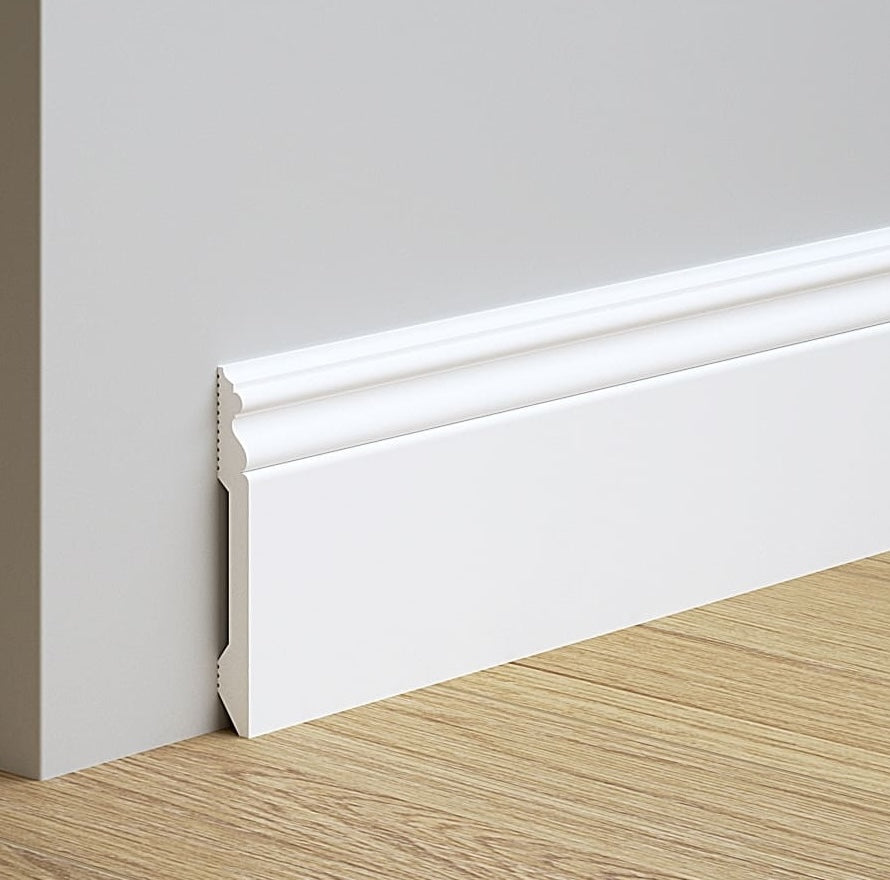 Rodapié 12 cm PVC Blanco RM12014 Antihumedad con moldura clásico (Copia)