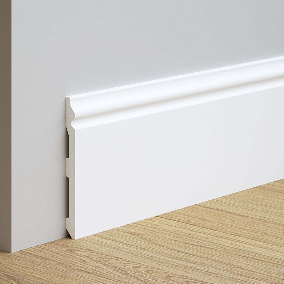 Rodapié 15 cm PVC Blanco RM15013 Antihumedad con moldura clásico-1