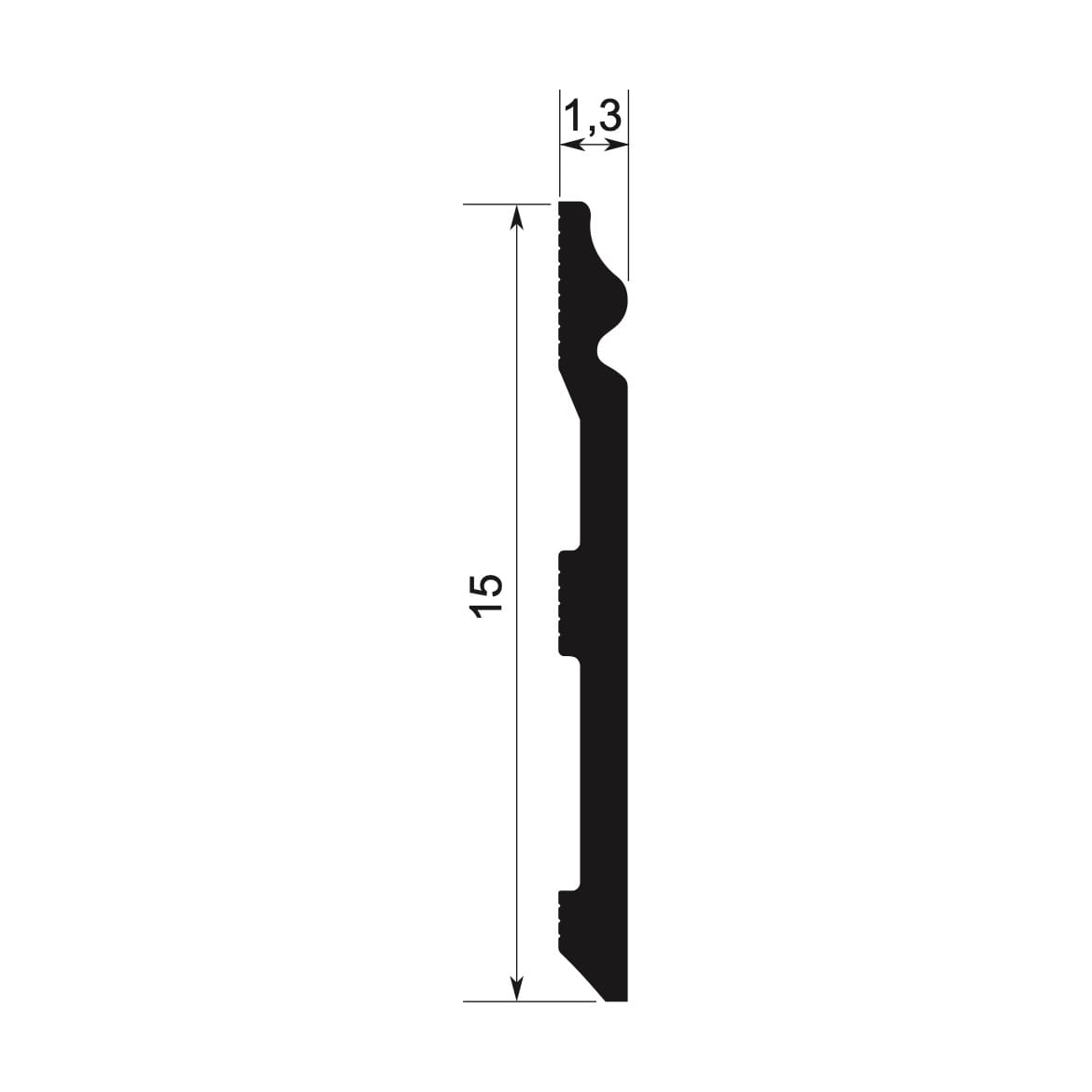 Rodapié 15 cm PVC Blanco RM15013 Antihumedad con moldura clásico-zoom-2