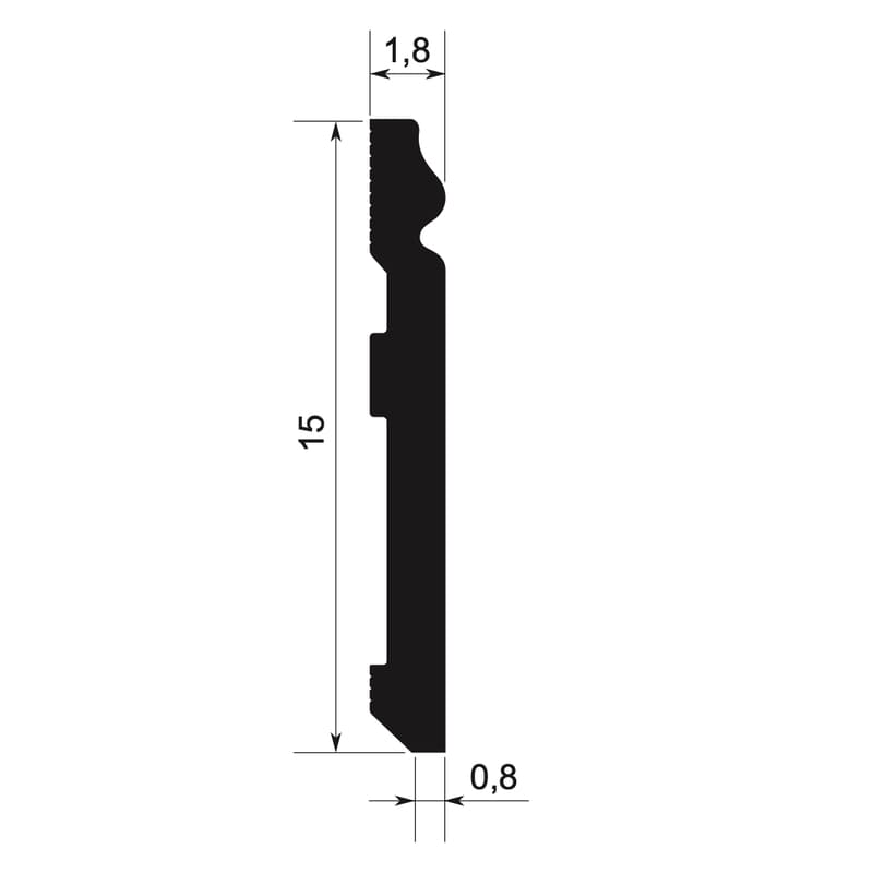 Rodapié 15 cm PVC Blanco RM15018 Antihumedad con moldura clásico-2