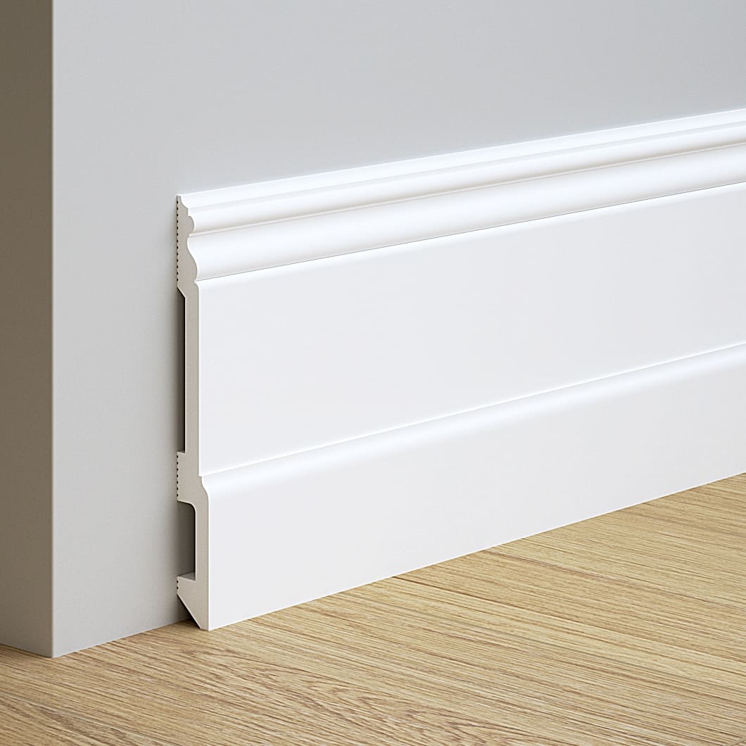 Rodapié 20 cm PVC Blanco RM20020 Antihumedad con moldura clásico-1