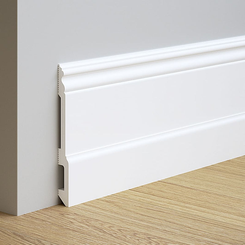 Rodapié 20 cm PVC Blanco RM20020 Antihumedad con moldura clásico-zoom-