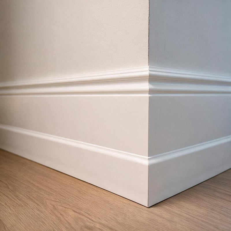 Rodapié 20 cm PVC Blanco RM20020 Antihumedad con moldura clásico-zoom-