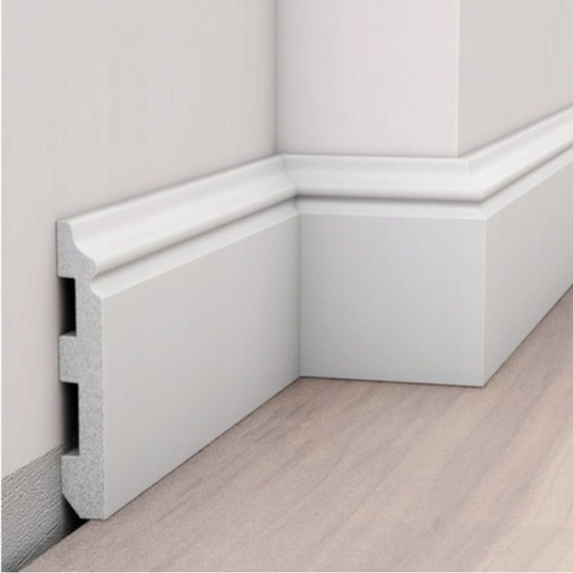 Rodapié de PVC alto blanco para pared y suelo, diseño moderno y decorativo.