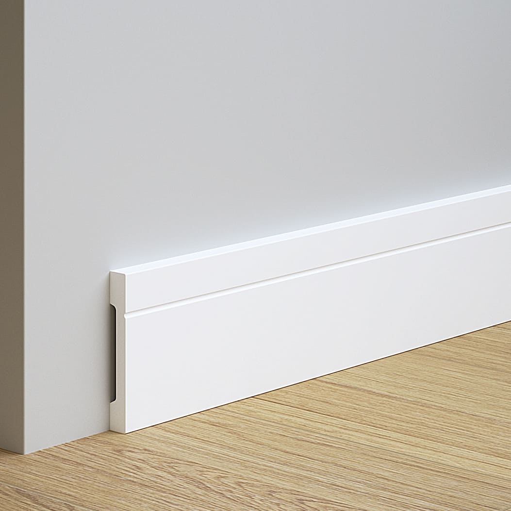 Rodapié 11 cm PVC Blanco RS10817 Antihumedad ranurado con línea moderno-zoom-1