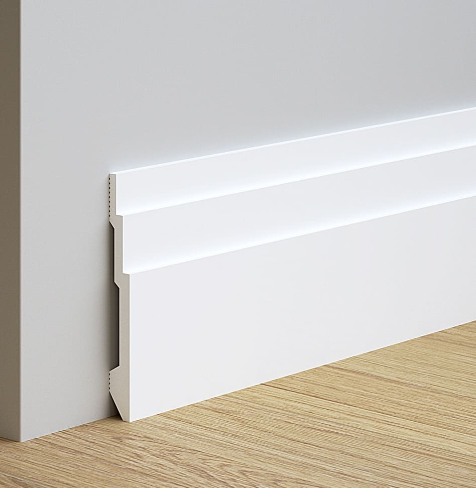 Rodapié 16 cm PVC Blanco RX16018 Antihumedad escalonado moderno-zoom-1