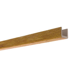 Viga decorativa de imitación roble claro, textura madera, ideal para techos y paredes interiores.