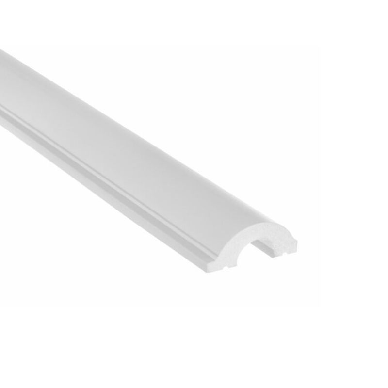 Moldura decorativa blanca de media caña para paredes, diseño moderno y minimalista.