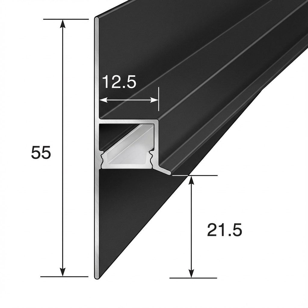 Perfil Shadow de aluminio negro para suelo LED PROF-S1-3