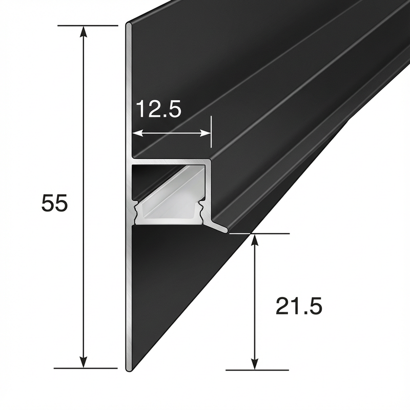 Perfil Shadow de aluminio negro para suelo LED PROF-S1-zoom-