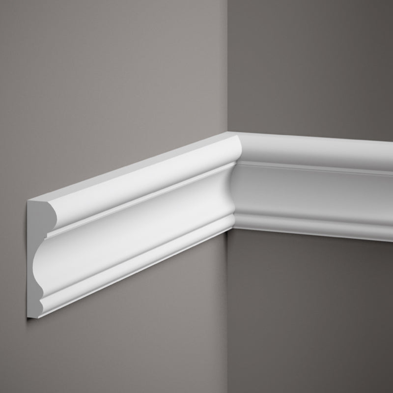Moldura de pared perimetral decorativa MDD311 blanca y resistente a la humedad